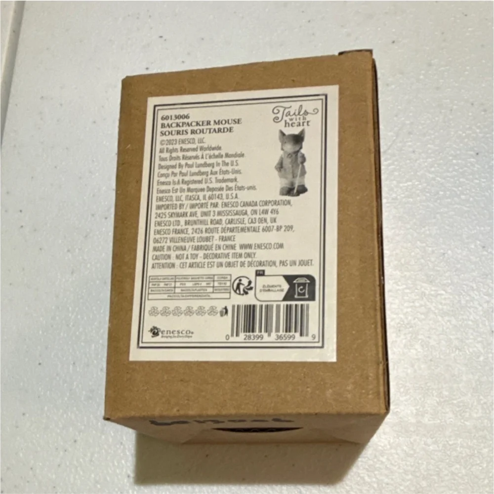 Enesco Tails with Heart Backpacker Mouse Figurine Resin Painted Boxed 2023